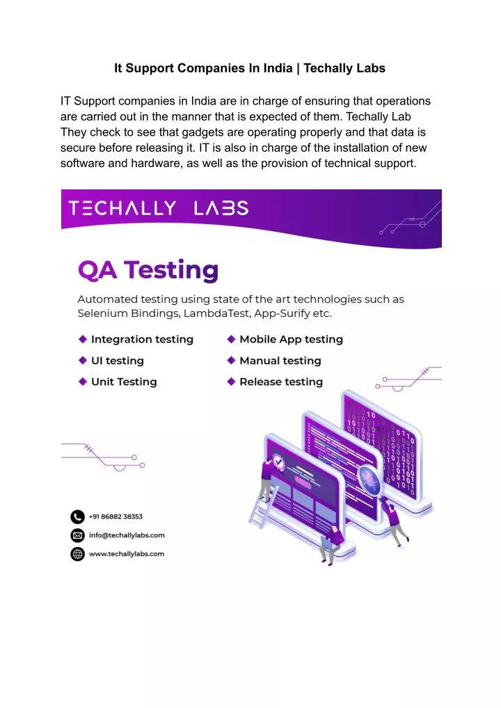 it support companies in india techally labs