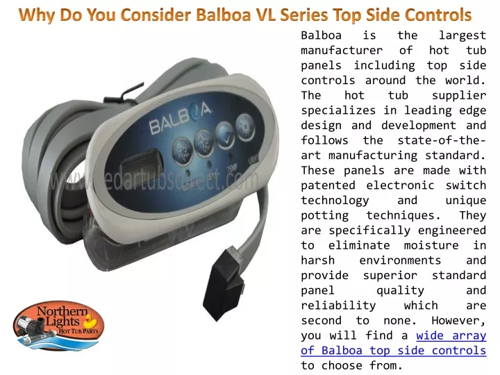 why do you consider balboa vl series top side