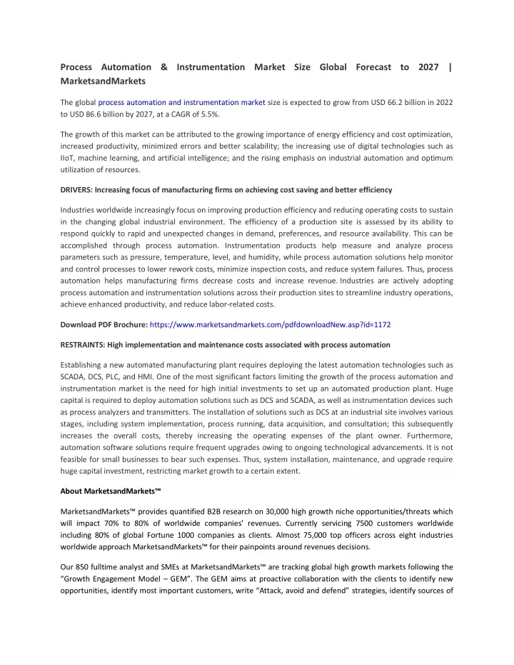 process automation instrumentation market size