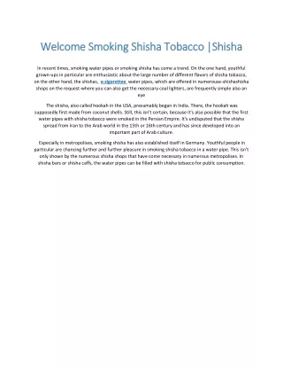 Welcome Smoking Shisha Tobacco Shisha