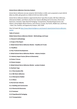 solvent borne adhesives overview analysis