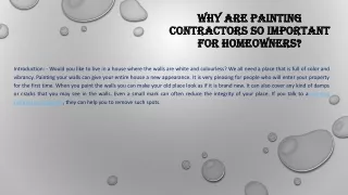 why are painting contractors so important for homeowners