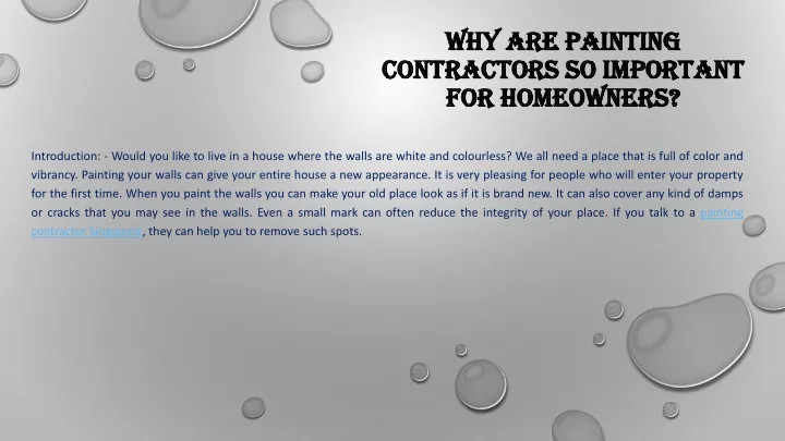 why are painting contractors so important for homeowners