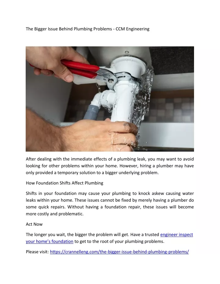 the bigger issue behind plumbing problems
