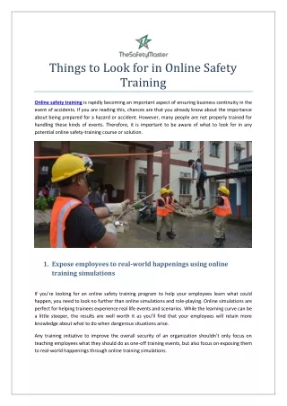 Things to Look for in Online Safety Training