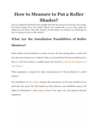 how to measure to put a roller shades