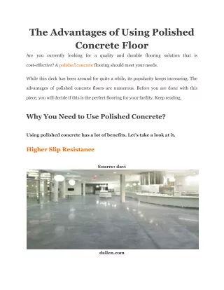 the advantages of using polished concrete floor