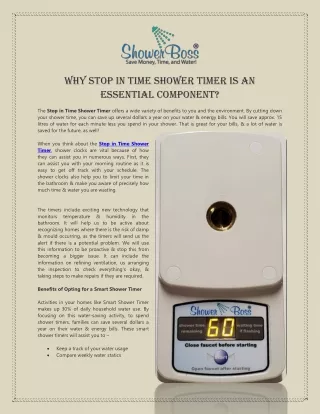 why stop in time shower timer is an essential