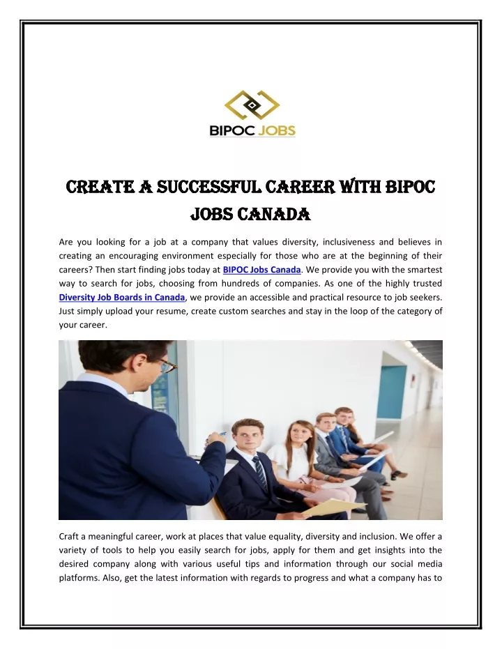 create a successful career with bipoc create