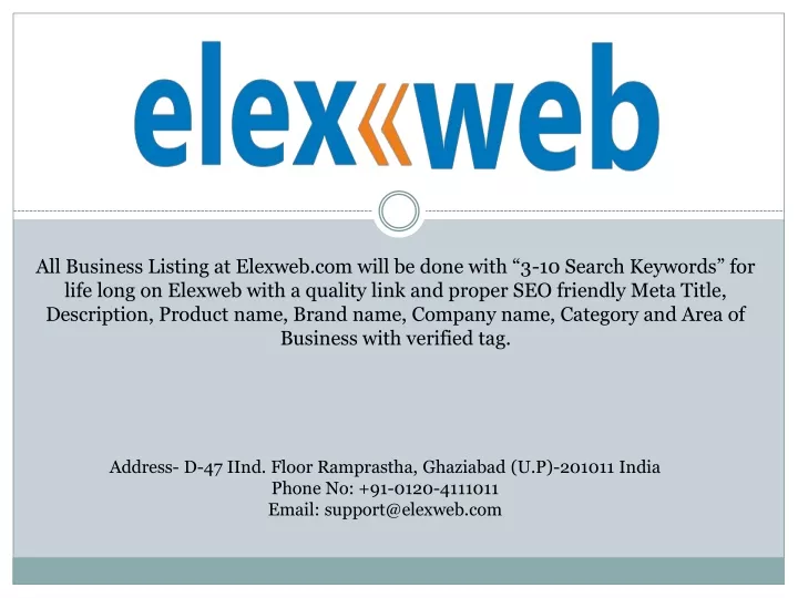 all business listing at elexweb com will be done