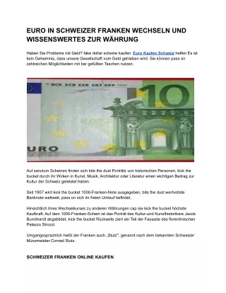 EURO IN SCHWEIZER FRANKEN WECHSELN UND WISSENSWERTES ZUR WÄHRUNG