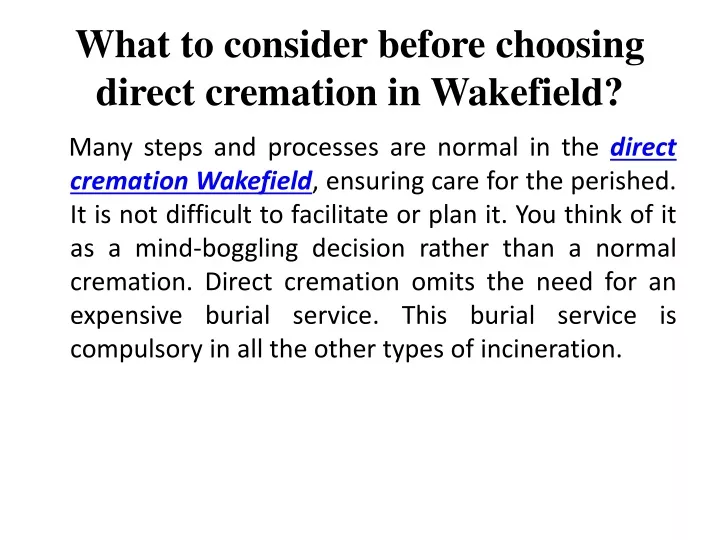 what to consider before choosing direct cremation in wakefield