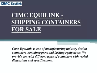 CIMC EQUILINK -SHIPPING CONTAINERS FOR SALE