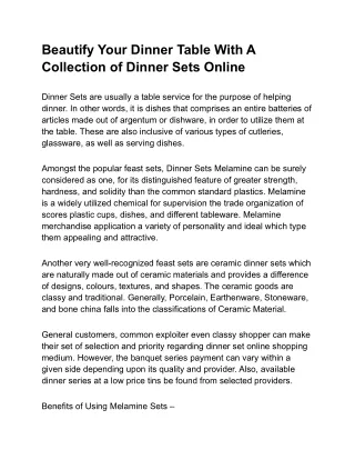 beautify your dinner table with a collection