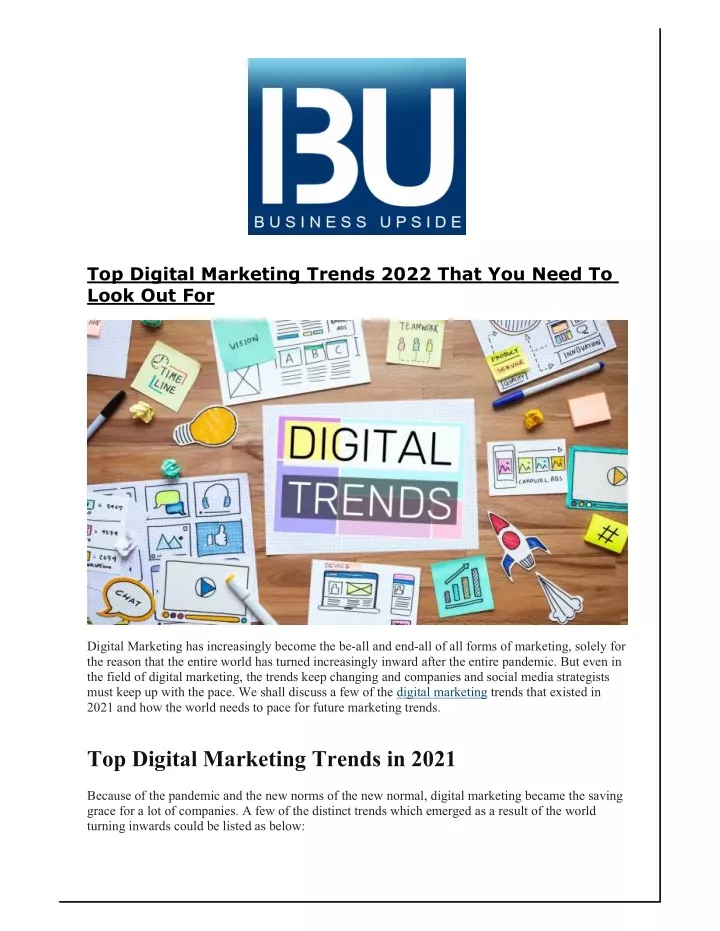 top digital marketing trends 2022 that you need