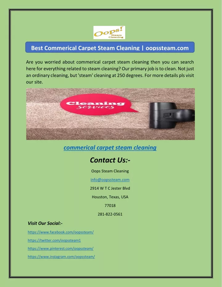 best commerical carpet steam cleaning oopssteam