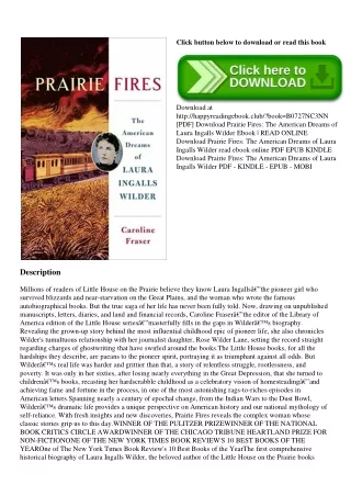 (DOWNLOAD E.B.O.O.K.^) Prairie Fires The American Dreams of Laura Ingalls Wilder (DOWNLOAD E.B.O.O.K.^)