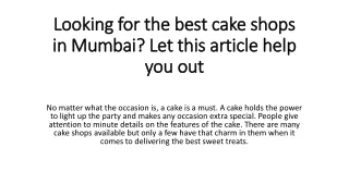 looking for the best cake shops in mumbai let this article help you out