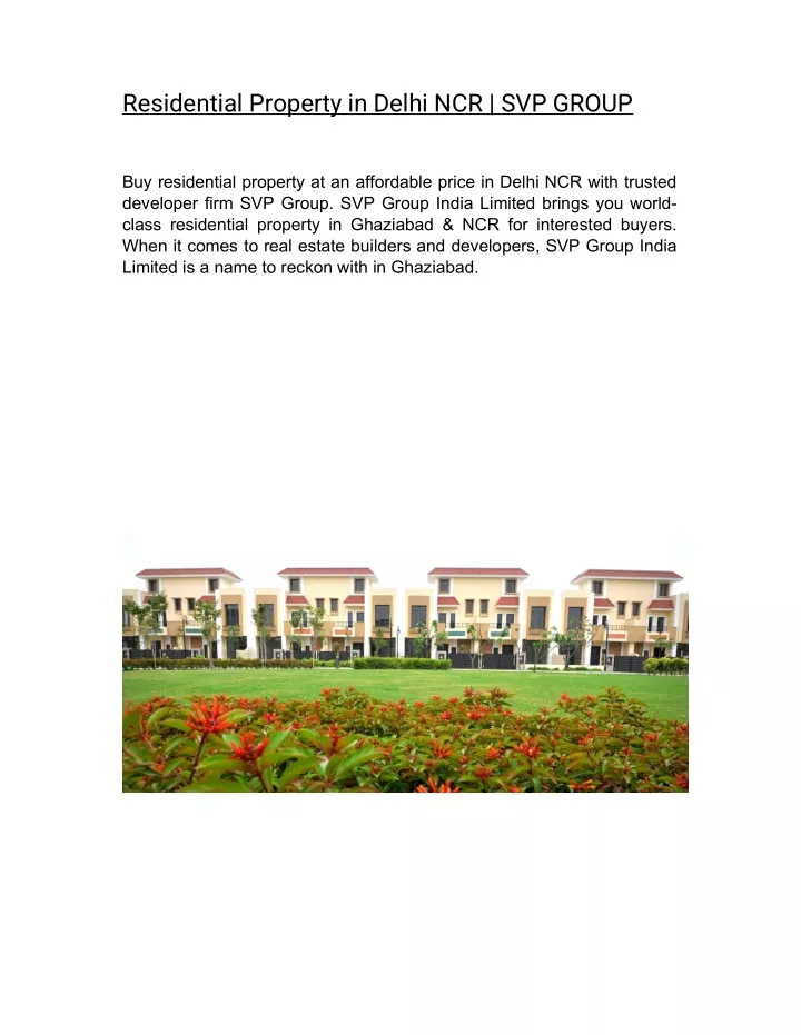 residential property in delhi ncr svp group