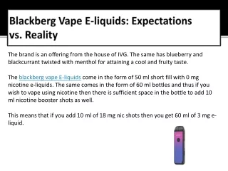 Blackberg Vape E-liquids Expectations vs. Reality