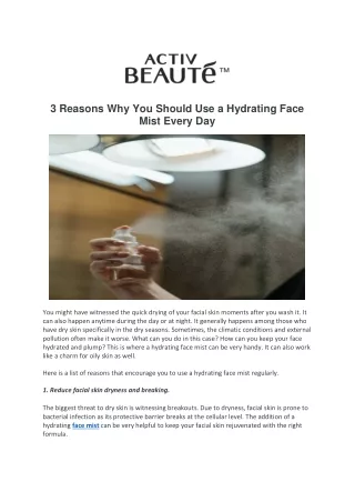 3 reasons why you should use a hydrating face