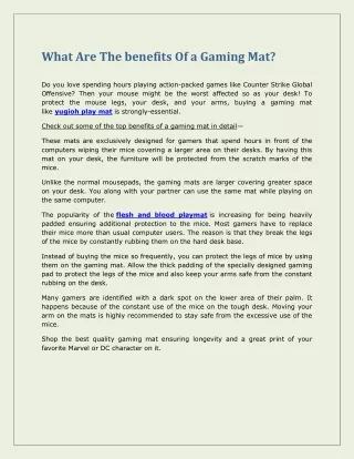 what are the benefits of a gaming mat