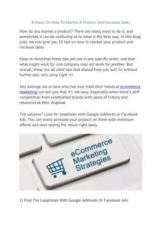 8 ways on how to market a product and increase