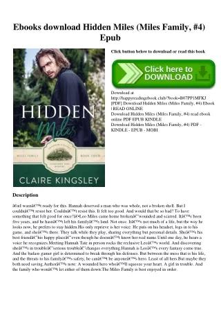 Ebooks download Hidden Miles (Miles Family  #4) Epub