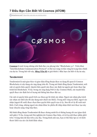 7 Điều Bạn Cần Biết Về Cosmos ATOM