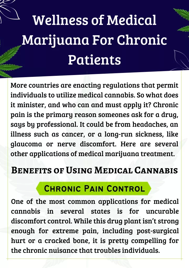 wellness of medical marijuana for chronic patients