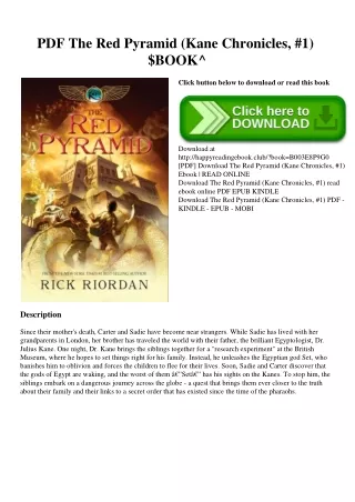 PDF The Red Pyramid (Kane Chronicles  #1) $BOOK^