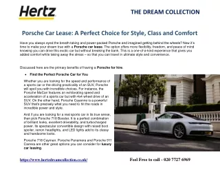Porsche Car Lease: A Perfect Choice for Style, Class and Comfort