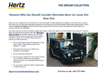Reasons Why You Should Consider Mercedes Benz Car Lease this New Year
