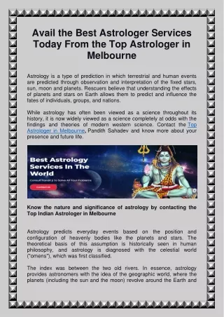 Avail the Best Astrologer Services Today From the Top Astrologer in Melbourne-converted