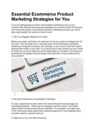 essential ecommerce product marketing strategies
