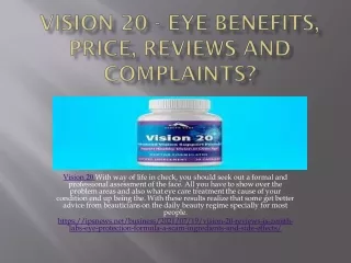 Vision 20 - Eye Benefits, Price,