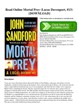 Read Online Mortal Prey (Lucas Davenport  #13) {DOWNLOAD}