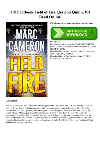 [ PDF ] Ebook Field of Fire (Jericho Quinn  #7) Read Online