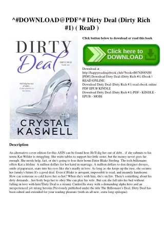 ^#DOWNLOAD@PDF^# Dirty Deal (Dirty Rich #1) ( ReaD )