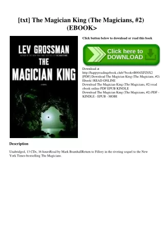 [txt] The Magician King (The Magicians  #2) (EBOOK
