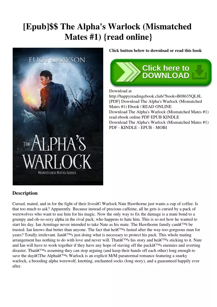 PPT - [Epub]$$ The Alpha's Warlock (Mismatched Mates #1) {read online ...