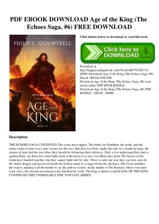 PDF EBOOK DOWNLOAD Age of the King (The Echoes Saga  #6) FREE DOWNLOAD