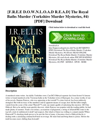 [F.R.E.E D.O.W.N.L.O.A.D R.E.A.D] The Royal Baths Murder (Yorkshire Murder Mysteries  #4) [PDF] Download