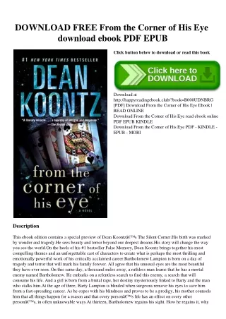 DOWNLOAD FREE From the Corner of His Eye download ebook PDF EPUB