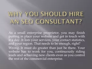 Why You Should Hire An SEO Consultant