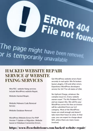 Hacked WEBSITE REPAIR SERVICE