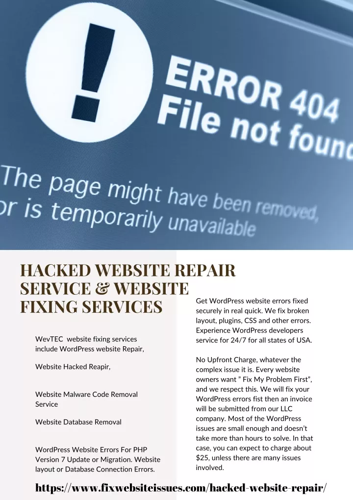 hacked website repair service website fixing