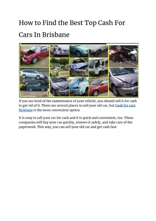 How to Find the Best Top Cash For Cars In Brisbane