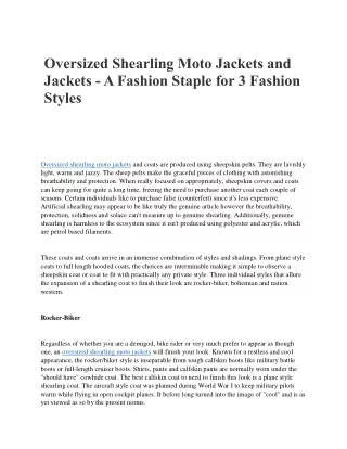 Oversized Shearling Moto Jackets and Coats