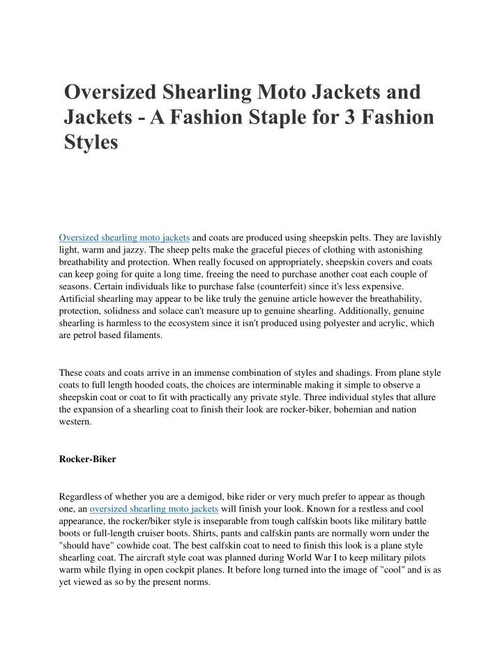 oversized shearling moto jackets and jackets